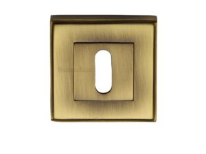 Heritage Brass Art Deco Standard Key Escutcheon, Antique Brass