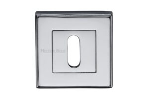 Heritage Brass Art Deco Standard Key Escutcheon, Polished Chrome