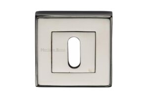 Heritage Brass Art Deco Standard Key Escutcheon, Polished Nickel