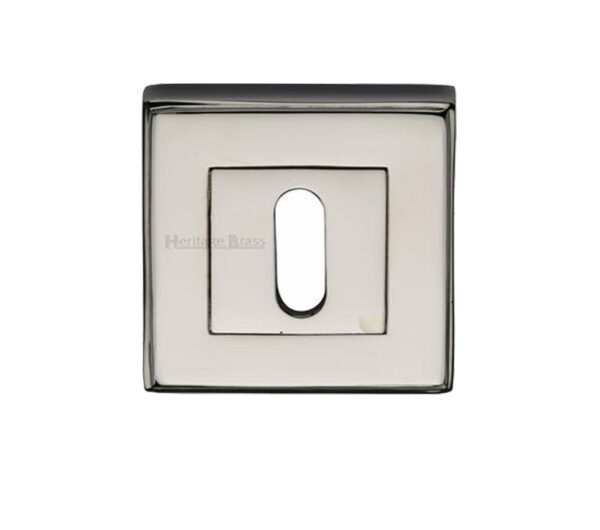 Heritage Brass Art Deco Standard Key Escutcheon, Polished Nickel