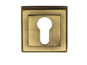 Heritage Brass Art Deco Euro Profile Key Escutcheon, Antique Brass