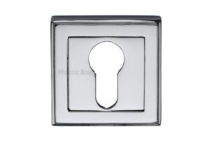 Heritage Brass Art Deco Euro Profile Key Escutcheon, Polished Chrome