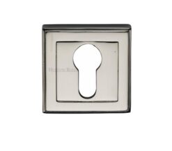 Heritage Brass Art Deco Euro Profile Key Escutcheon, Polished Nickel