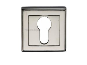 Heritage Brass Art Deco Euro Profile Key Escutcheon, Polished Nickel