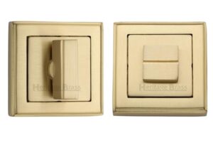 Heritage Brass Art Deco Square (54Mm X 54Mm) Turn & Release, Satin Brass