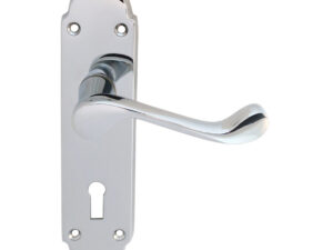 Oakley Door Handles On Backplate, Polished Chrome (Sold In Pairs)