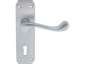 Oakley Door Handles On Backplate, Satin Chrome (Sold In Pairs)