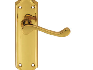 Ashtead Door Handles On Backplate, Polished Brass (Sold In Pairs)