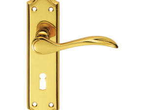 Madrid Door Handles On Backplate, Polished Brass (Sold In Pairs)