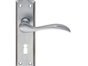 Madrid Door Handles On Backplate, Satin Chrome (Sold In Pairs)