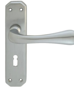 Eden Door Handles On Backplate, Satin Chrome (Sold In Pairs)