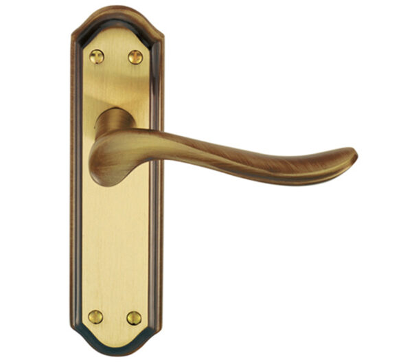 Lytham Door Handles On Backplate, Florentine Bronze (Sold In Pairs)