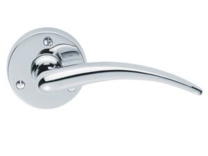 Wing Door Handles On Round Rose, Polished Chrome (Sold In Pairs)