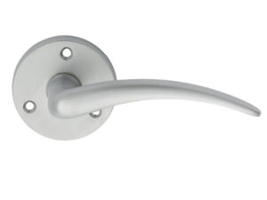 Wing Door Handles On Round Rose, Satin Chrome (Sold In Pairs)