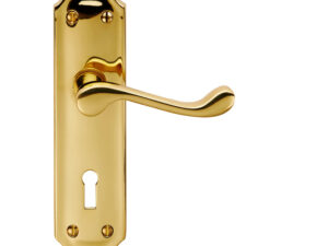 Birkendale Door Handles On Backplate, Polished Brass (Sold In Pairs)