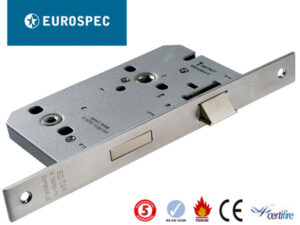 Eurospec Din Bathroom Lock (Contract), Satin Stainless Steel Or Pvd Stainless Brass Finish