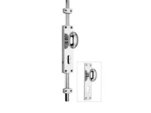 Oval Knob Locking Brass Door Espagnolette Bolt/Cremone Bolt Upto 8.5'-Polished Chrome