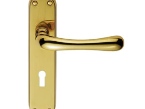 Manital Ibra Door Handles On Backplate, Polished Brass (Sold In Pairs)