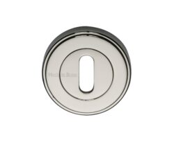 Heritage Brass Art Deco Style Standard Key Escutcheon, Polished Nickel