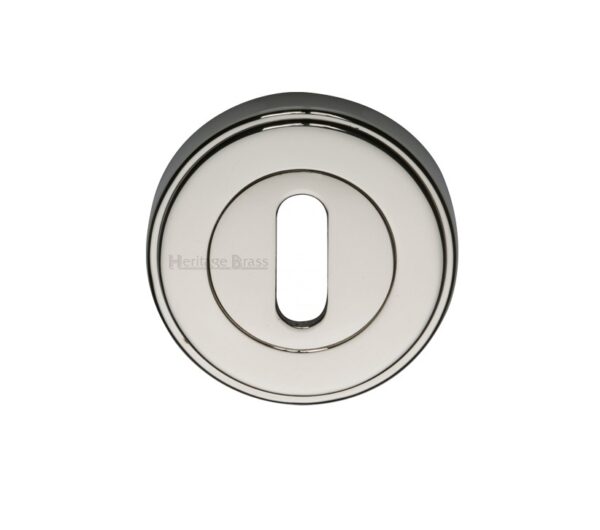 Heritage Brass Art Deco Style Standard Key Escutcheon, Polished Nickel