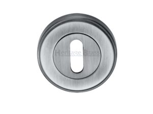 Heritage Brass Art Deco Style Standard Key Escutcheon, Satin Chrome