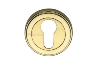 Heritage Brass Art Deco Style Euro Profile Key Escutcheon, Polished Brass