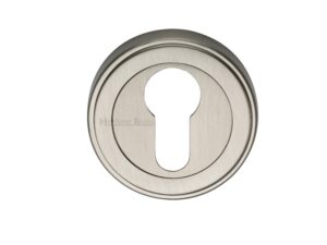 Heritage Brass Art Deco Style Euro Profile Key Escutcheon, Satin Nickel