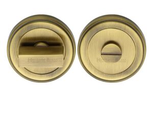 Heritage Brass Art Deco Style Round 53Mm Diameter Turn & Release, Antique Brass Finish