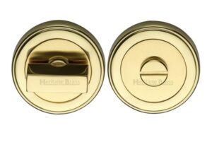 Heritage Brass Art Deco Style Round 53Mm Diameter Turn & Release, Polished Brass Finish