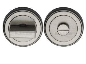 Heritage Brass Art Deco Style Round 53Mm Diameter Turn & Release, Satin Nickel Finish