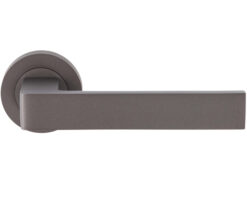 Sasso Door Handles On Round Rose, Matt Bronze (Sold In Pairs)