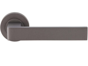 Sasso Door Handles On Round Rose, Matt Bronze (Sold In Pairs)