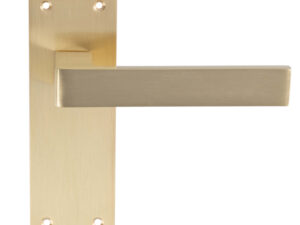 Sasso Door Handles On Slim Backplate, Satin Brass (Sold In Pairs)