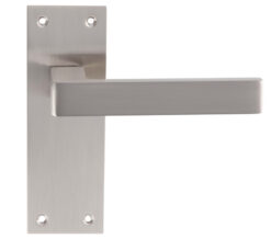 Sasso Door Handles On Slim Backplate, Satin Nickel (Sold In Pairs)