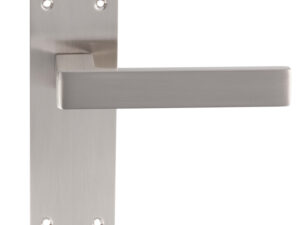 Sasso Door Handles On Slim Backplate, Satin Nickel (Sold In Pairs)