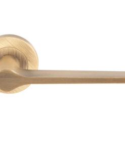 Velino Door Handles On Round Rose, Antique Brass (Sold In Pairs)