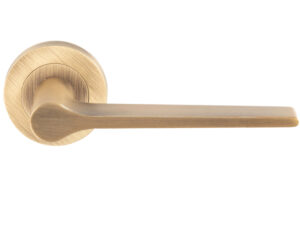 Velino Door Handles On Round Rose, Antique Brass (Sold In Pairs)