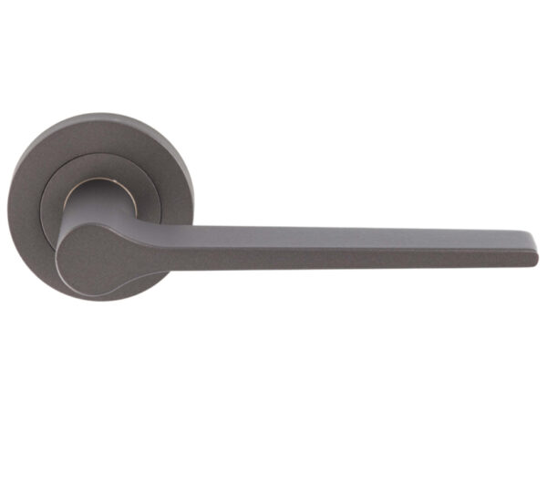 Velino Door Handles On Round Rose, Matt Bronze (Sold In Pairs)