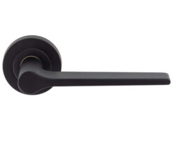 Velino Door Handles On Round Rose, Matt Black (Sold In Pairs)