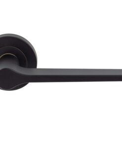 Velino Door Handles On Round Rose, Matt Black (Sold In Pairs)