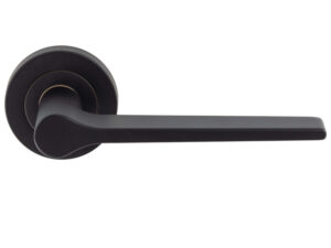 Velino Door Handles On Round Rose, Matt Black (Sold In Pairs)