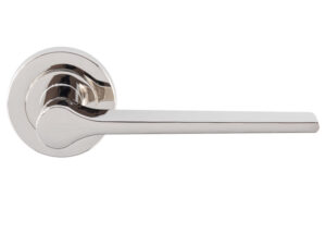 Velino Door Handles On Round Rose, Polished Nickel (Sold In Pairs)