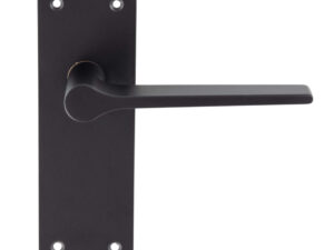 Velino Door Handles On Slim Backplate, Matt Black (Sold In Pairs)