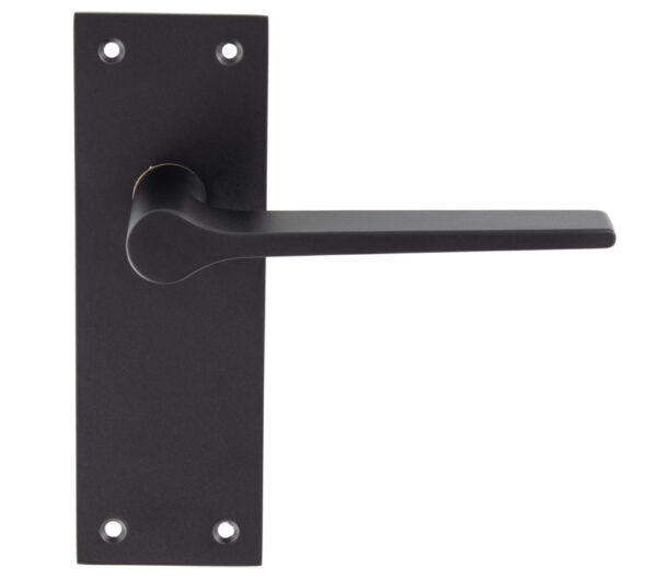 Velino Door Handles On Slim Backplate, Matt Black (Sold In Pairs)