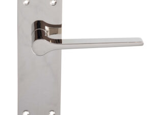 Velino Door Handles On Slim Backplate, Polished Nickel (Sold In Pairs)