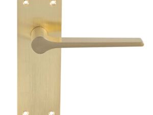 Velino Door Handles On Slim Backplate, Satin Brass (Sold In Pairs)