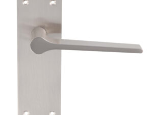 Velino Door Handles On Slim Backplate, Satin Nickel (Sold In Pairs)