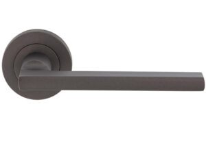 Trentino Door Handles On Round Rose, Matt Bronze (Sold In Pairs)