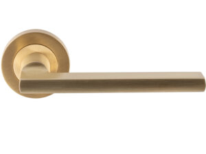 Trentino Door Handles On Round Rose, Satin Brass (Sold In Pairs)