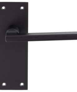 Trentino Door Handles On Slim Backplate, Matt Black (Sold In Pairs)